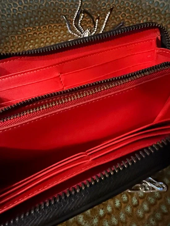 Christian Louboutin Panettone Black Leather Silver Spike Wallet - Picture 8 of 9